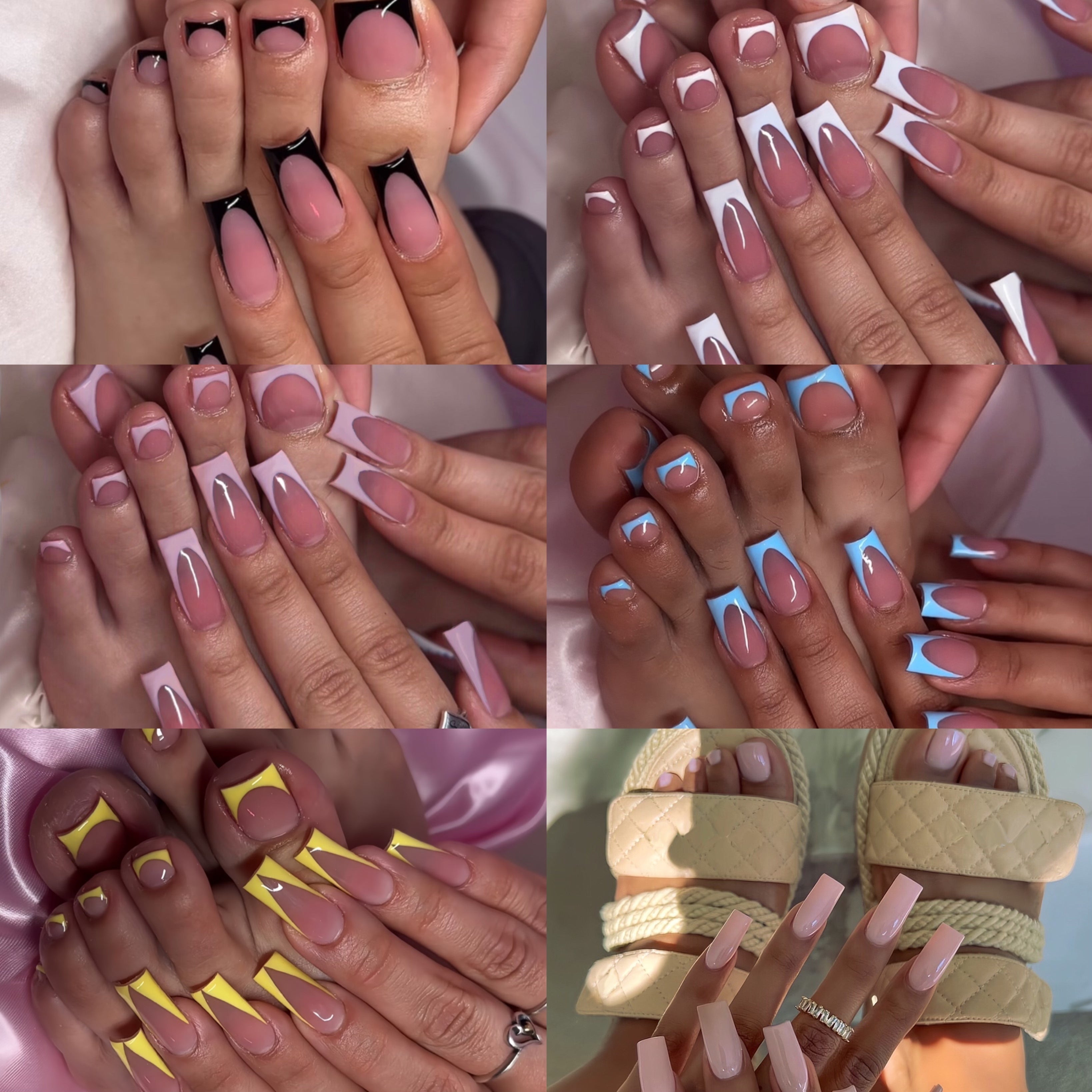 288-Piece French Tip Press-On Nail Set - Mixed Colors, Short Length, Stripe and Solid Patterns with Glossy Finish - Includes Jelly Adhesive Tabs and Nail File for Daily Wear